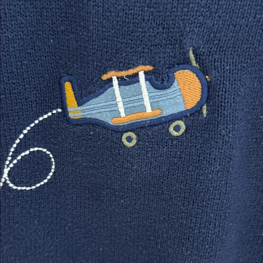 Kids Airplane Sweater - Navy and Mustard, Jarvis Archer 4T